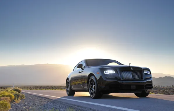 Picture road, car, machine, Rolls-Royce, road, the front, Wraith, Black Badge