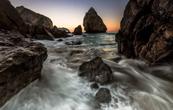 Sky, sea, nature, seascape, rocks, marine, shore