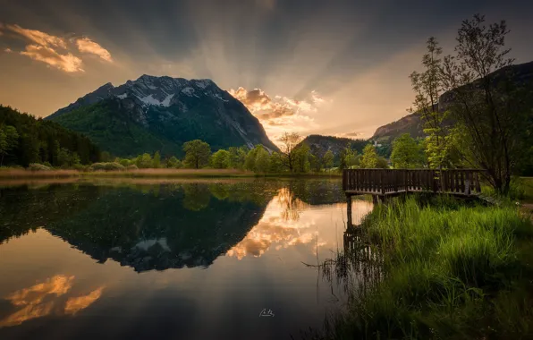 Picture sunset, mountains, nature, lake, reflection