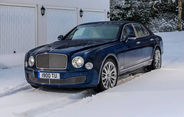 Picture Winter, Bentley, Blue, Snow, Machine, Bentley, Suite, The front