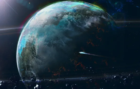 Planet, Space, Space, Planet, Asteroids, Spaceship, Spaceship, Asteroids