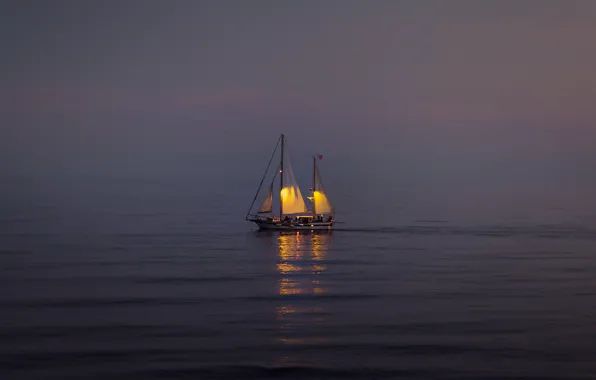 Picture lights, sea, seascape, boat, sailing
