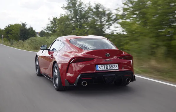 Picture red, movement, coupe, back, Toyota, Supra, the fifth generation, mk5