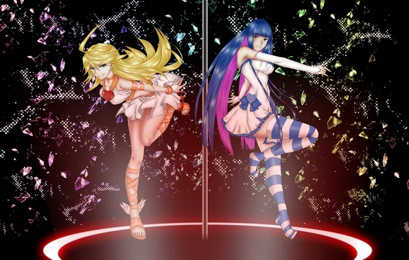 Girl, fragments, wings, anime, art, hearts, Panty And Stocking With Garterbelt, Shaking