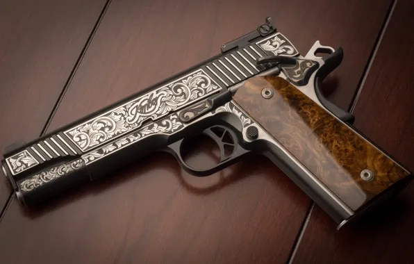 Gun, weapons, background, patterns, Custom, Kimber