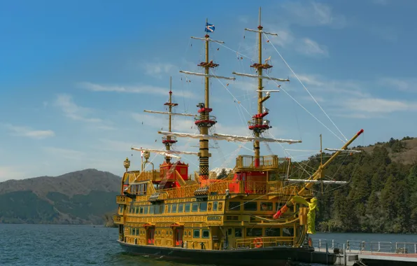 Retro, sailboat, Queen Ashinoko