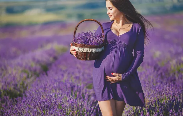 FIELD, DRESS, FLOWERS, MOOD, BASKET, BELLY, SUNDRESS, PREGNANCY