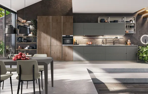 Style, Villa, interior, Italy, kitchen, dining room, dining area, Italian design