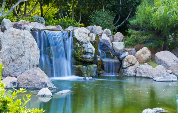 Water, pond, stones, garden, Nature, water, garden, pond