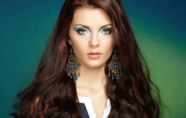 Picture look, girl, face, portrait, earrings, makeup, beautiful, Oleg Gekman