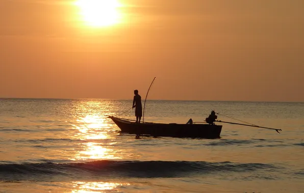 Picture sea, landscape, sunset, shore