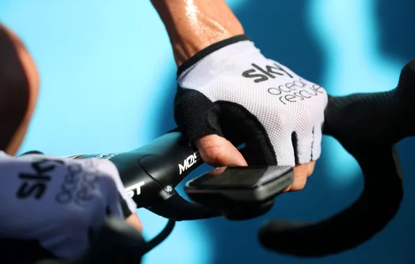 Hands, devices, the wheel, Sky, Cycling, mittens, road Builder, procycling