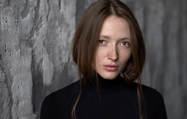 Portrait, freckles, brown-eyed, Julia, Maxim Guselnikov, Julia Gurovsky