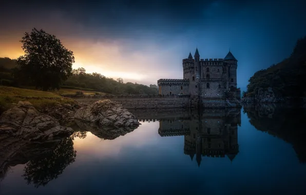 Picture castle, France, the evening, Castle of the Rock