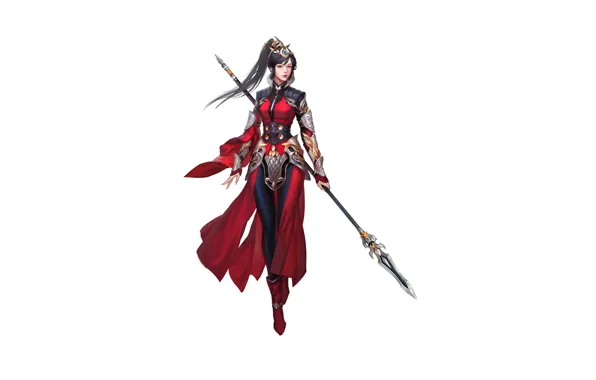 Picture girl, art, asian, Illustration, Minimalism, Characters, spear, K Dash