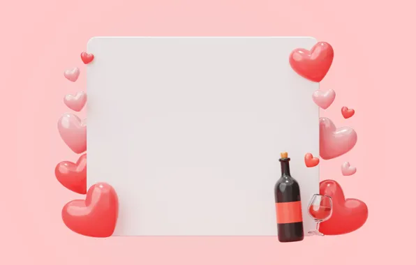 Love, rendering, holiday, heart, heart, hearts, heart, pink background