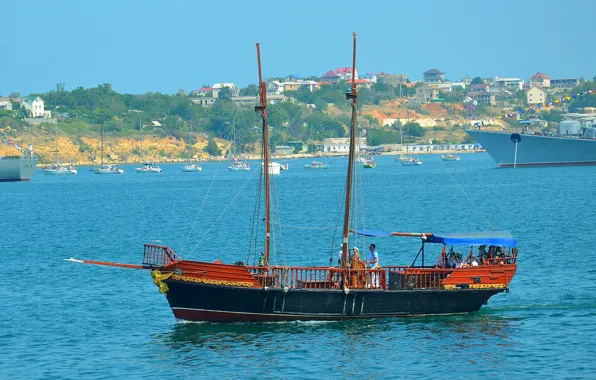 The black sea, Sevastopol, pleasure yacht