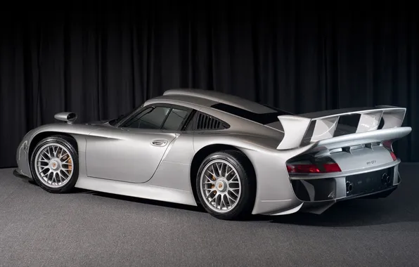 Picture grey, background, 911, Porsche, supercar, Porsche, rear view, 1997