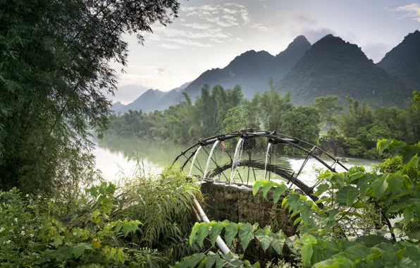 Water, Nature, Mountains, River, Wheel, Vietnam