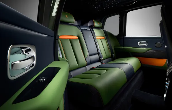 Picture interior, Rolls-Royce, Cullinan, Rolls-Royce Cullinan, rear row of seats, Fu-Shion: Military Green, Fu-Shion, Military Green