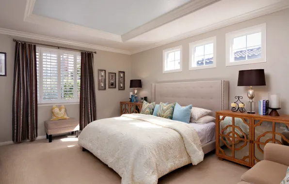 Design, lamp, bed, pillow, bedroom