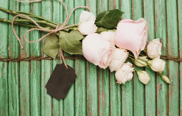 Flowers, roses, bouquet, wood, pink, flowers, roses, eustoma