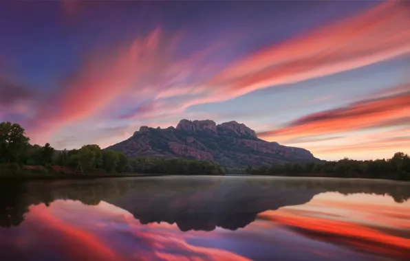 Landscape, Water, Sunset, France, View, Lake