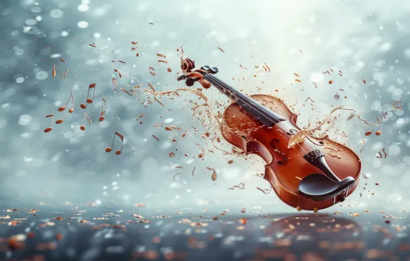 Notes, music, violin, musical instrument, bokeh, AI art, neural network