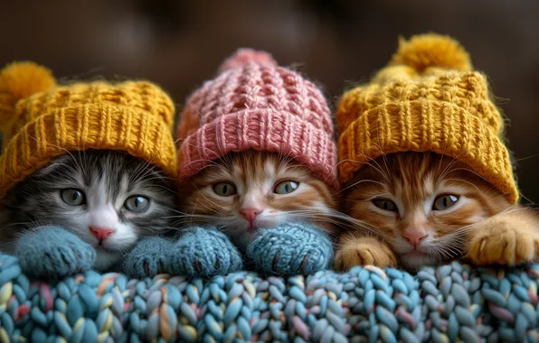 Picture kittens, beanie, AI art, mods