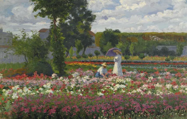 Landscape, flowers, picture, In The Garden, Lorand Zubriczky, Lorand Zubritzky