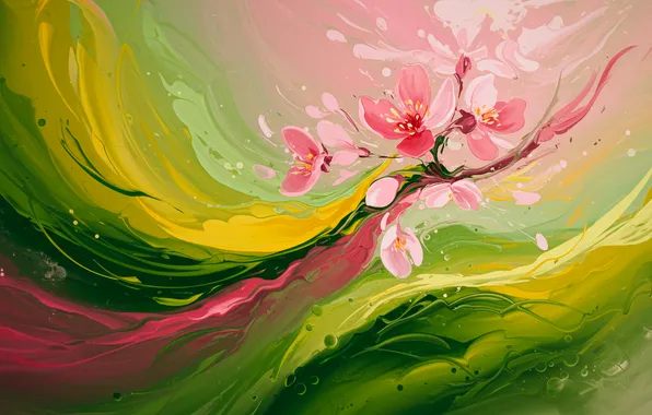 Flowers, bright, abstraction, figure, spring, abstract, art, art