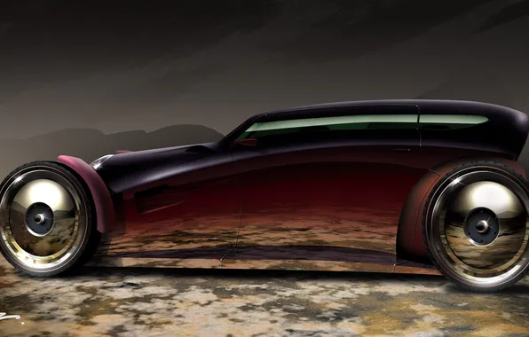 Reflection, hotrod, drawing