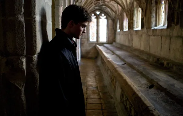 Picture reverie, Windows, corridor, profile, Harry Potter, Harry Potter, Hogwarts, Daniel Radcliffe