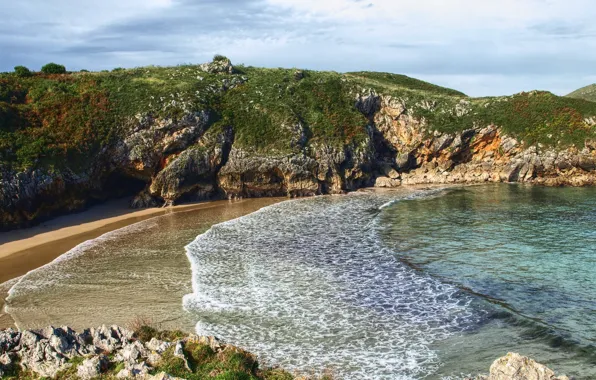 Picture sea, the sky, water, mountains, nature, rocks, surf, Bay