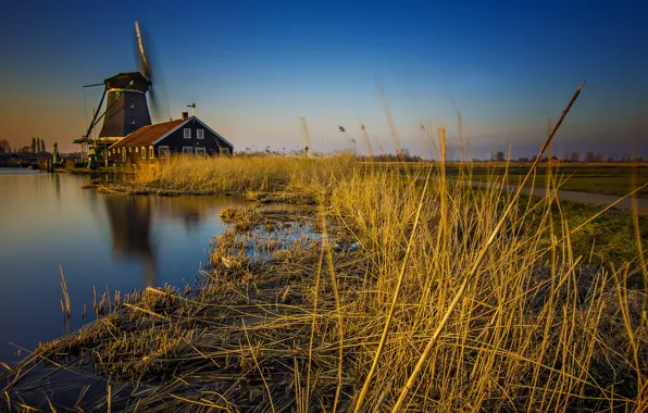 Channel, Netherlands, windmill, The Zaanse Schans