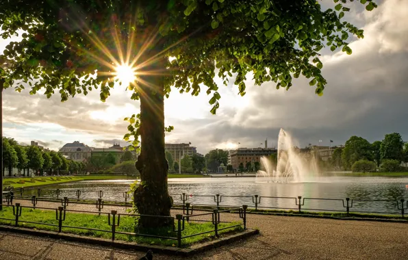 Picture Norway, fountain, Bergen, Mountains