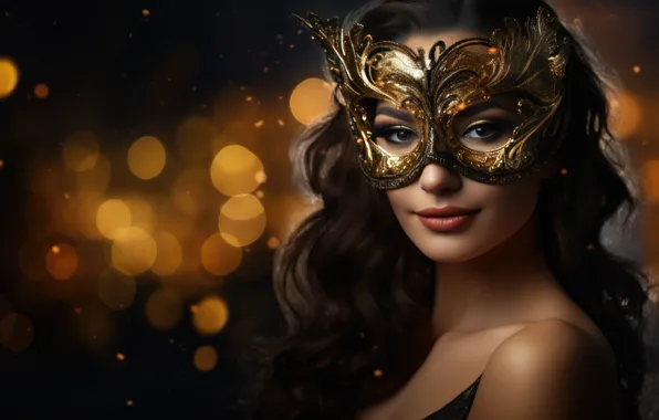 Picture look, girl, lights, smile, the dark background, Shine, new year, portrait