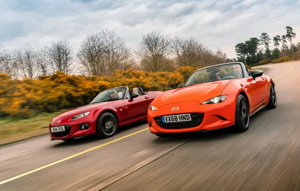 Picture orange, red, Mazda, MX-5, roadsters, fourth generation (ND), third generation (NC)
