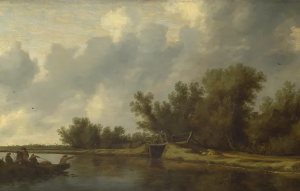 Picture picture, Salomon van Ruysdael, Salomon van Ruisdael, River Landscape with Fishermen