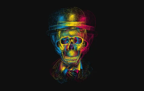 Picture color, hat, Skull, split