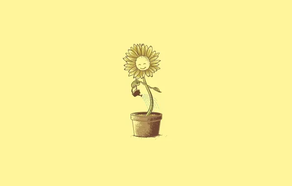 Picture Minimalism, Art, A Flower In A Pot, Humor