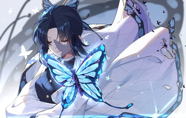 Picture girl, butterfly, Demon Slayer Kimetsu no Yaiba, The Blade Cleaves Demons