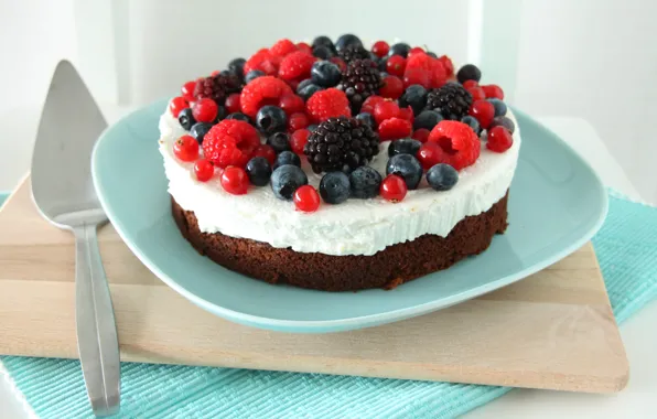 Picture raspberry, food, blueberries, cake, cake, fruit, cake, cream