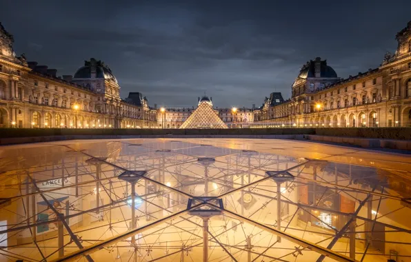 The sky, light, clouds, the city, lights, reflection, France, Paris