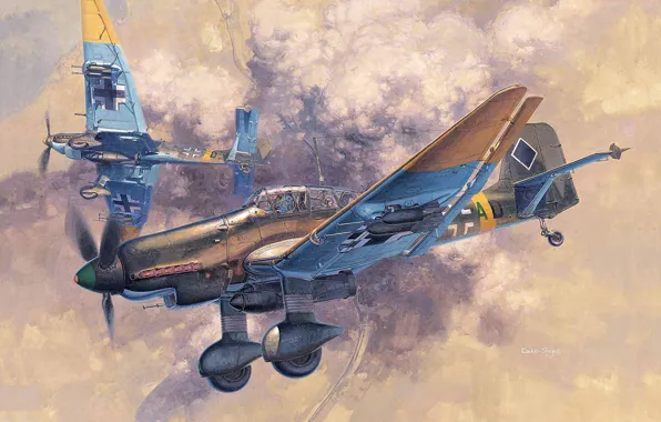 Germany, dive bomber, the Wehrmacht, Luftwaffe, Attack, Koike Shigeo, Junkers Ju 87D Stuka