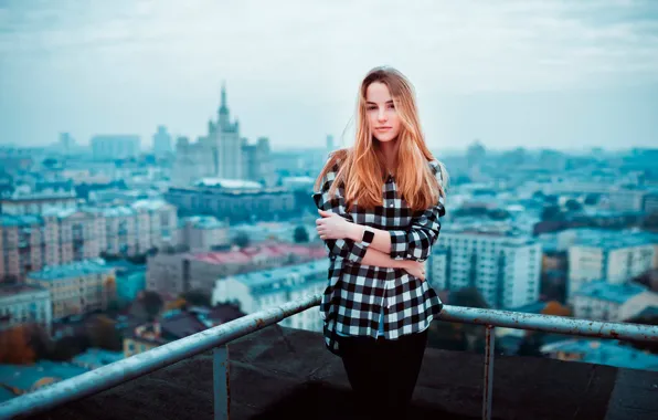 Picture roof, girl, the city, height, Ivan Gorokhov, Maryana Ro