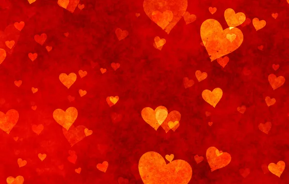 Hearts, red, love, background, romantic, hearts, bokeh, Valentine's Day