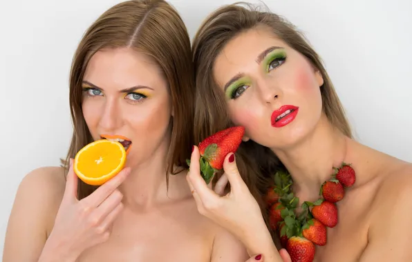 Picture girl, makeup, fruit