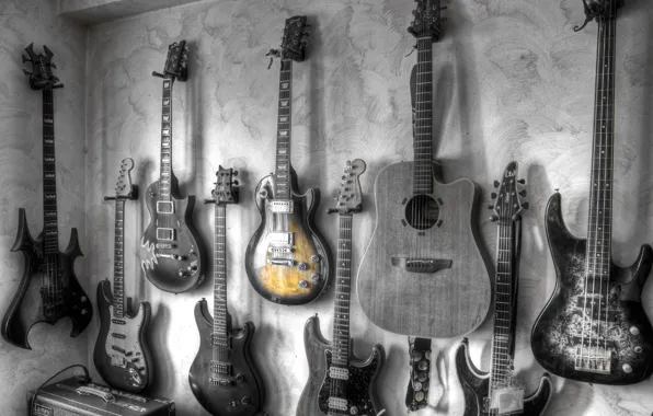 Picture music, wall, guitar