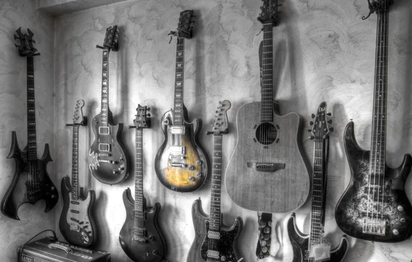 Music, wall, guitar